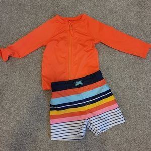 Boys 2T Cat & Jack Swim Shorts & Rash Guard